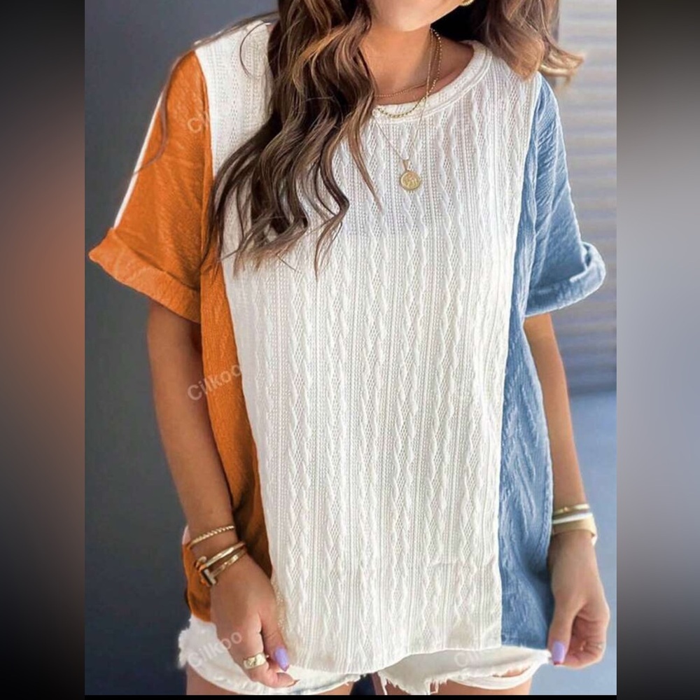 🤩HP🤩Color block textured top - Picture 4 of 10